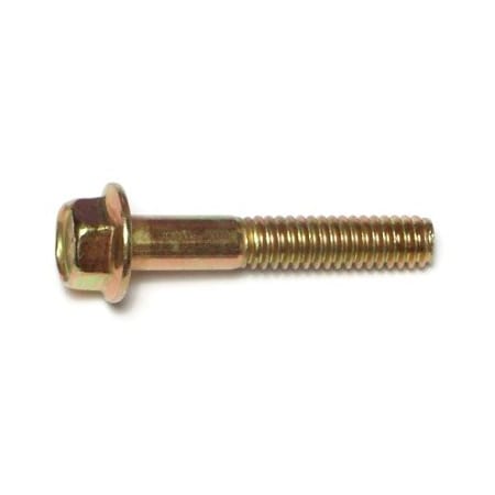 Midwest Fastener Grade 8, 1/4"-20 Flange Bolt, Zinc Plated Steel, 1-1/2 in L, 6 PK 74605